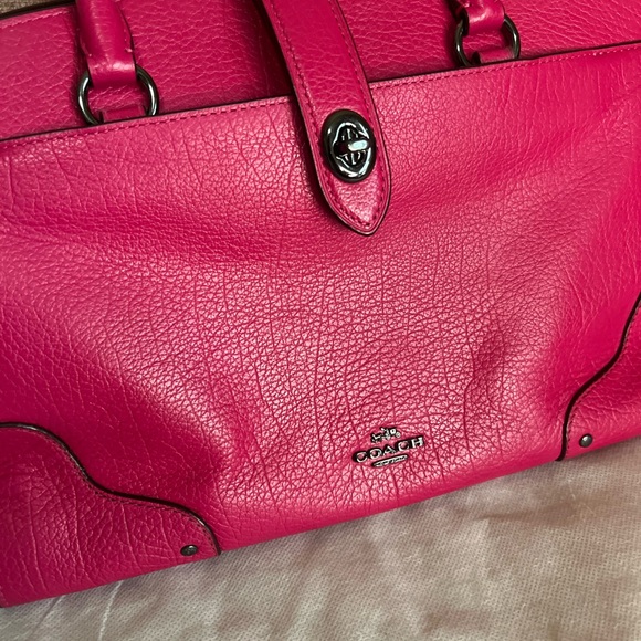 Coach Fuchsia Leather Mercer 24 Satchel - Picture 2 of 16